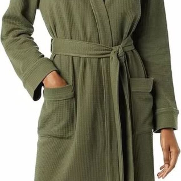 Cozy & Lightweight Waffle Robe | Olive Green | Size Large | Soft Cotton Blend - Picture 1 of 3